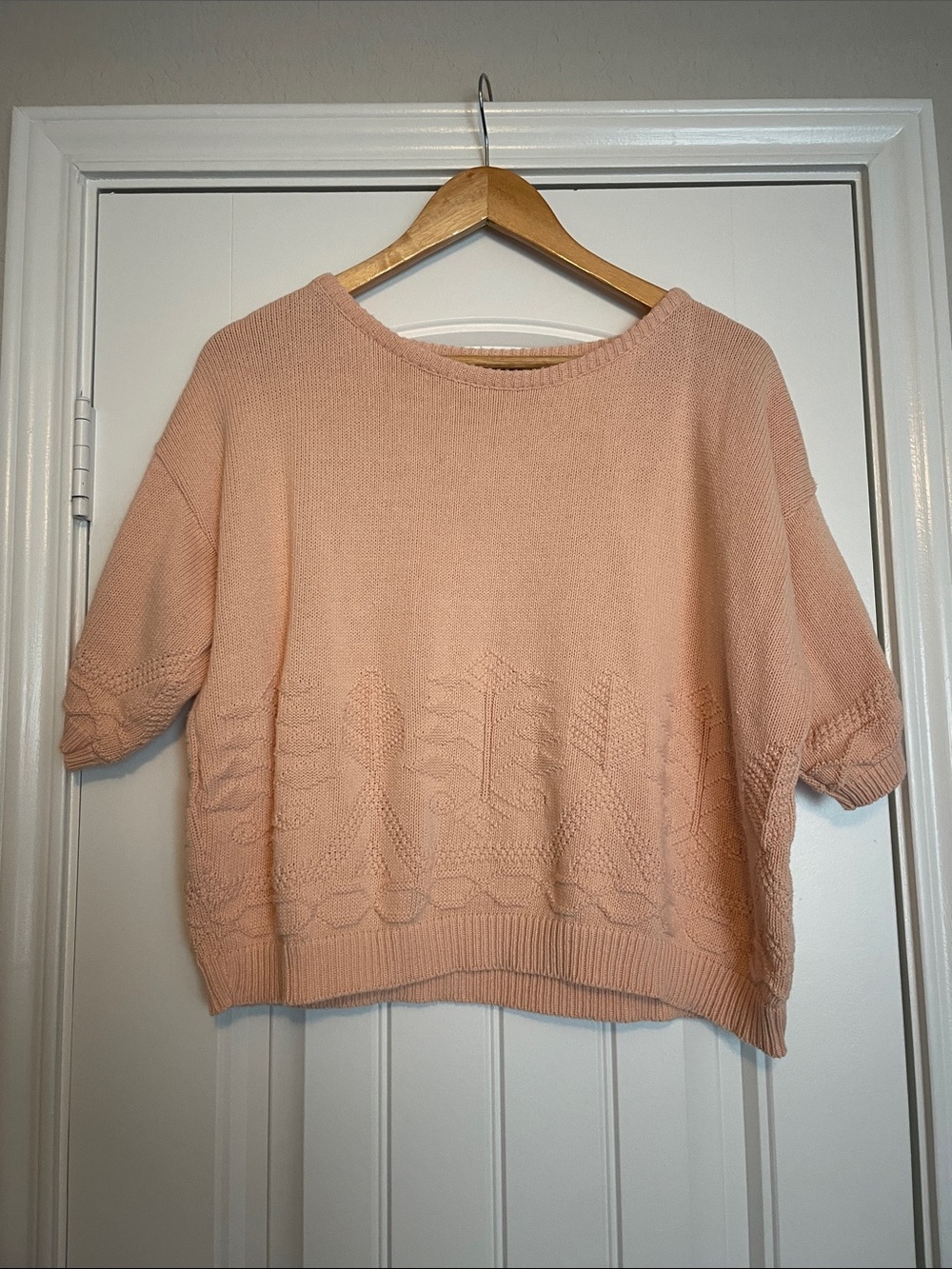 80s/90s vintage pointelle knit, cottagecore, breathable cotton sweater size L